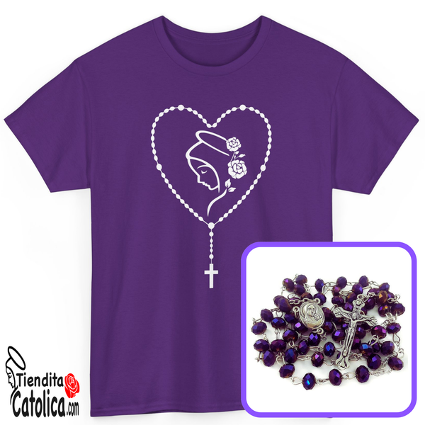 Camiseta y Rosario -Mes del  Rosario (Rosario Gratis)