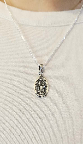 Cadena de plata de nuestra senora de Guadalupe