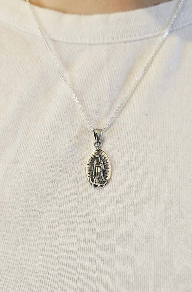 Cadena de plata de nuestra senora de Guadalupe