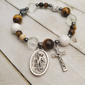 Pulsera de Piedras de San Miguel Arcangel y Angel Guardian