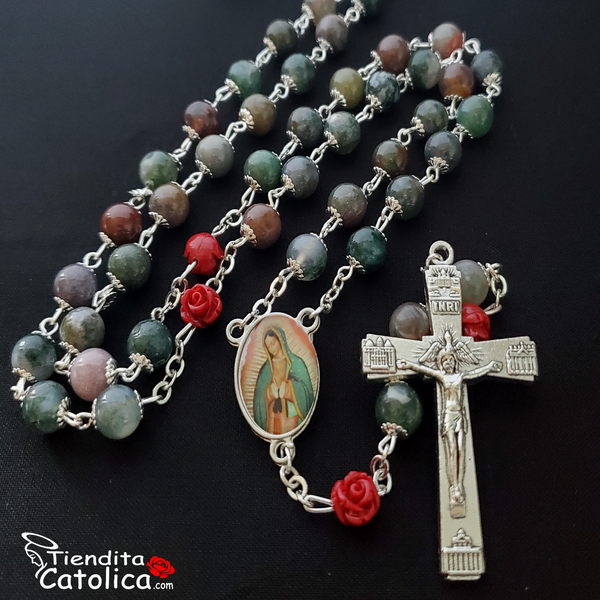 Rosario de Nuestra Señora de Guadalupe con Piedras Naturales (Dos por uno)